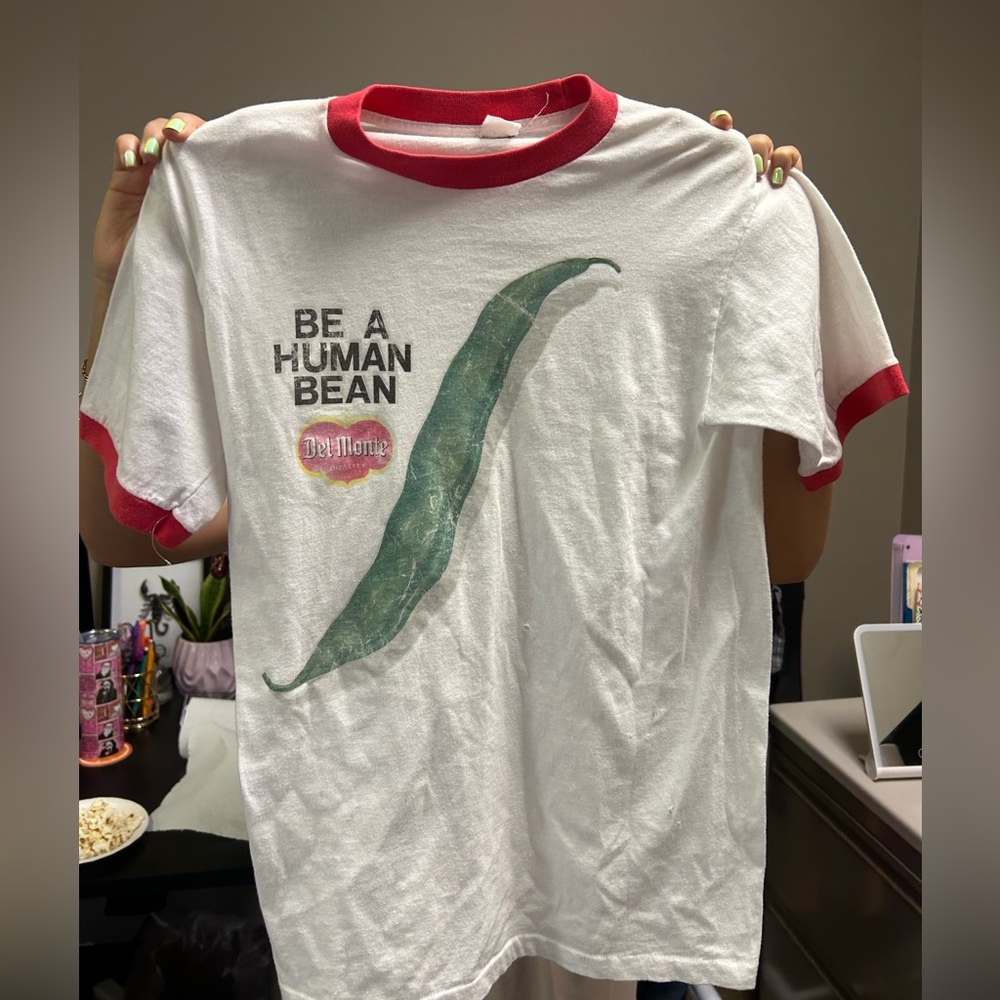 Vintage 70’s Del Monte Be a Human Bean T shirt white and red